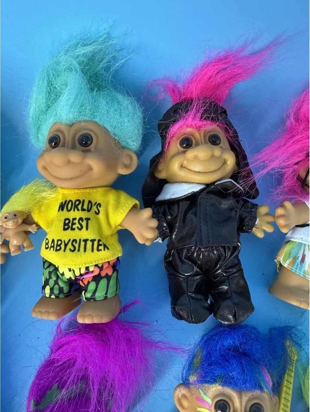 12 Vintage Russ Troll Dolls 5” 1990s Lot Costumes Accessories Neon Hair